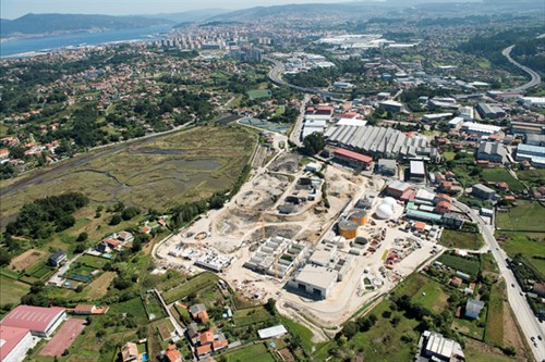 Vista aérea de la construcción de la EDAR de Lagares