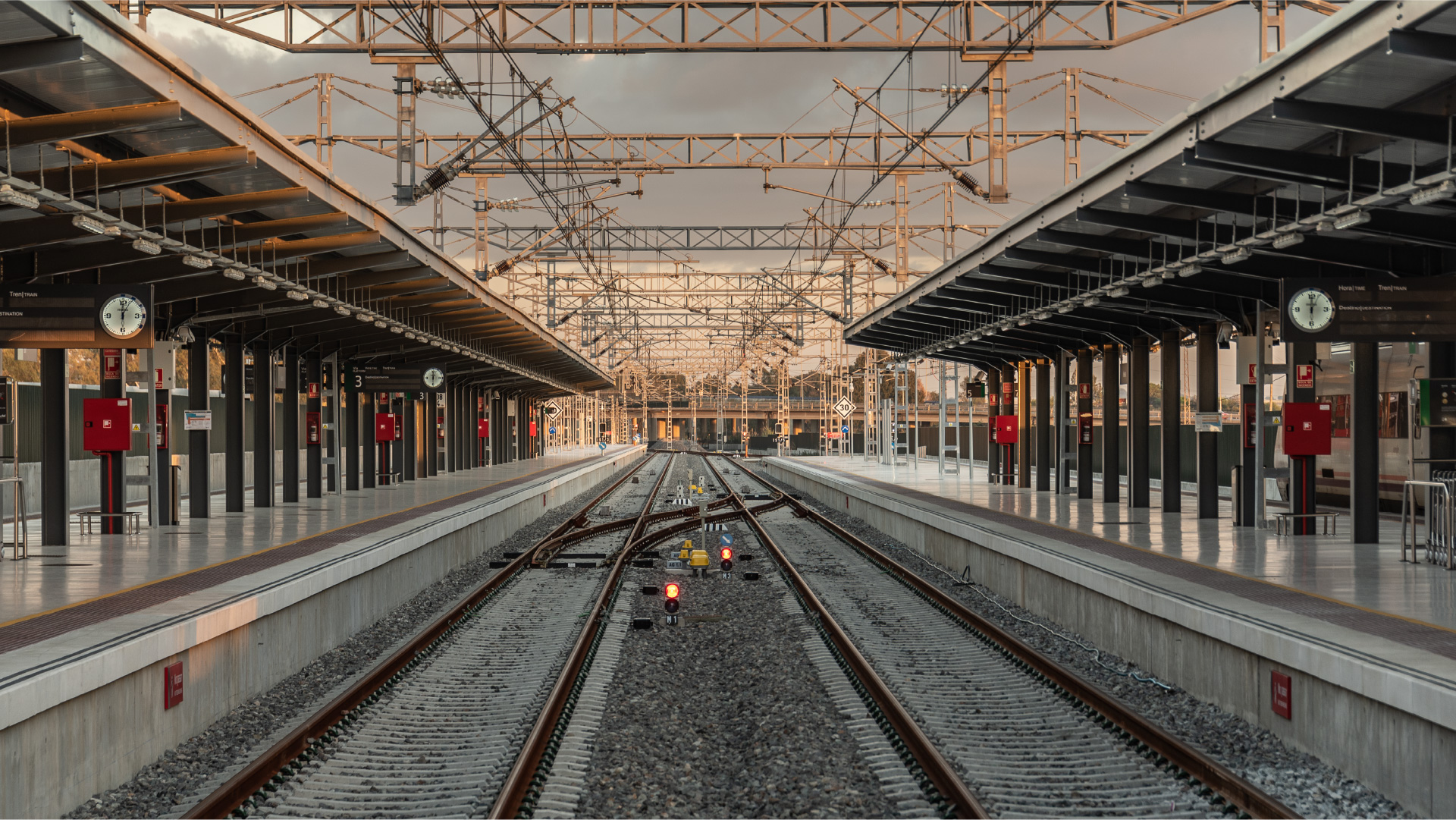 Construction of the railway infrastructure at the Huelva station (Spain).